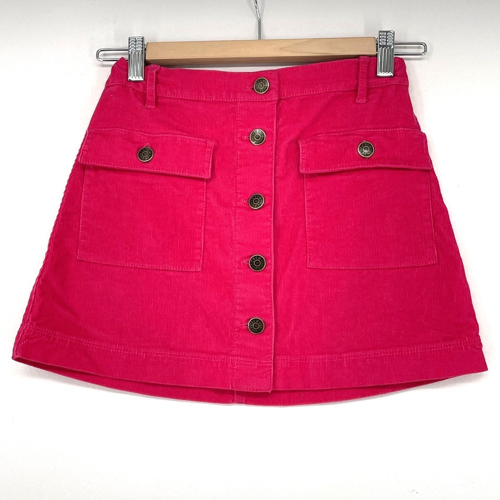 Crewcuts Girls Corduroy Button Front Skirt Size 10 Hot Pink Short‎ Pockets Mini